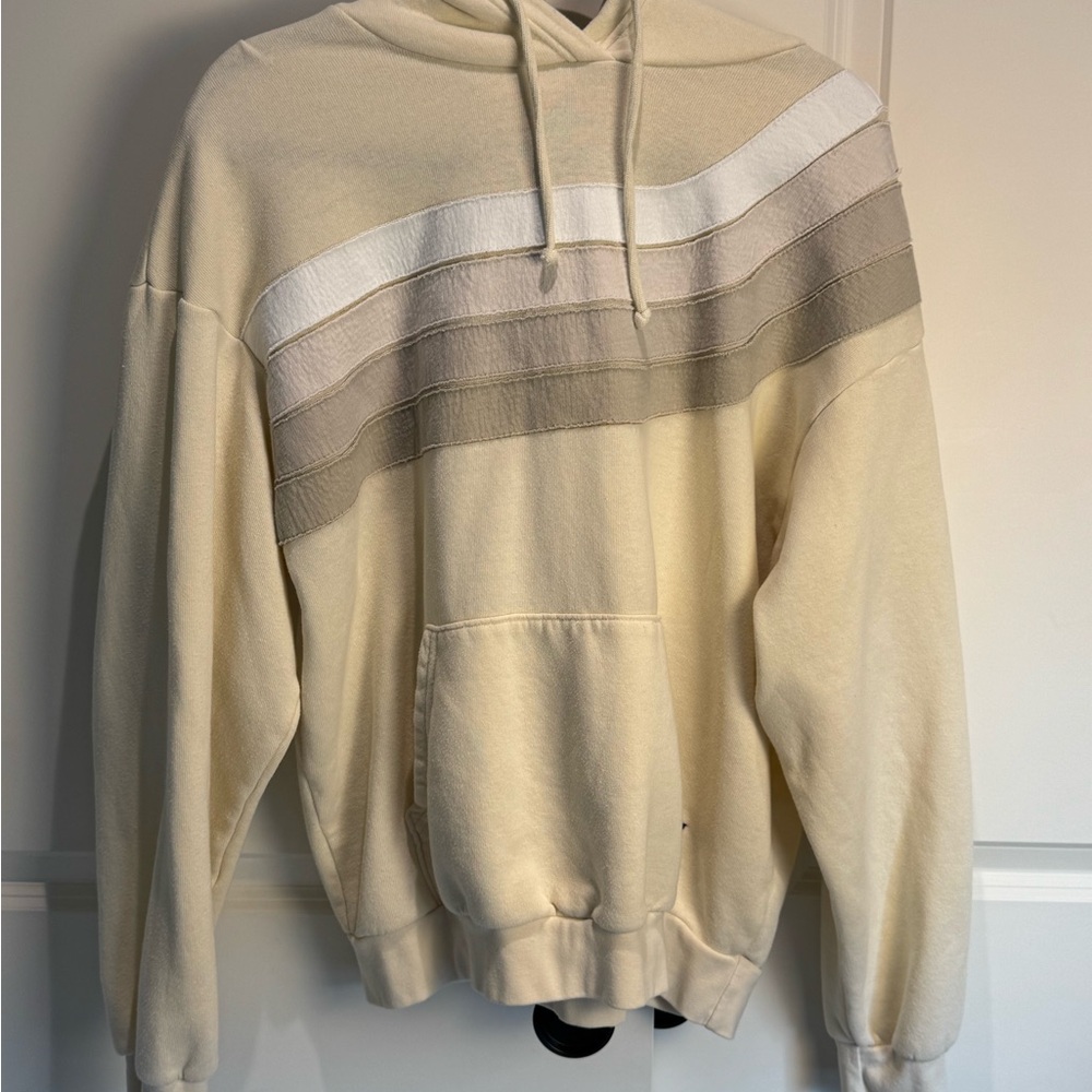 Aviator Nation Cream Hoodie with Orange Stripe Accent